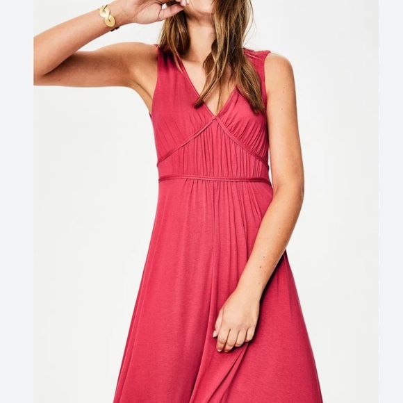 Boden dress coral red Elina jersey 8 regular NEW Sleeveless soft stretch - Picture 1 of 7